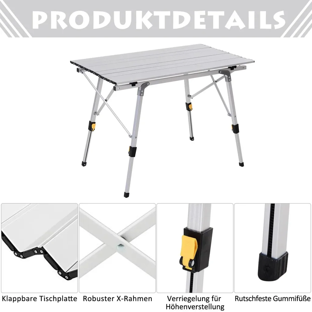 Height-adjustable camping table
