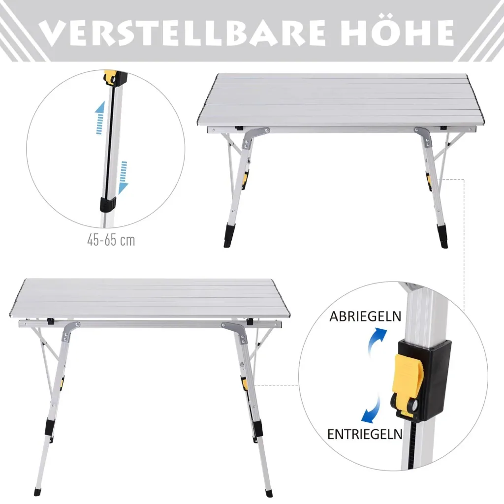 Height-adjustable camping table