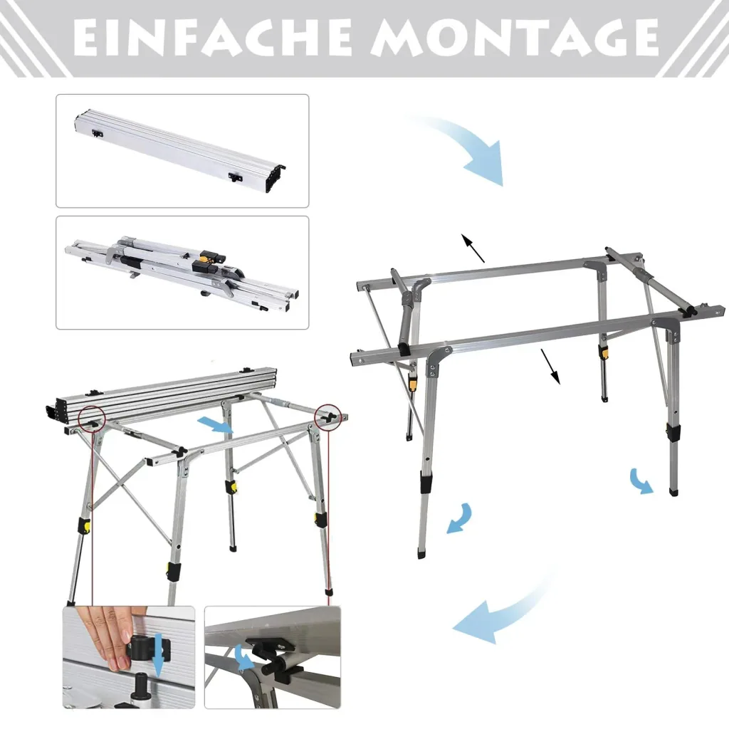 Height-adjustable camping table