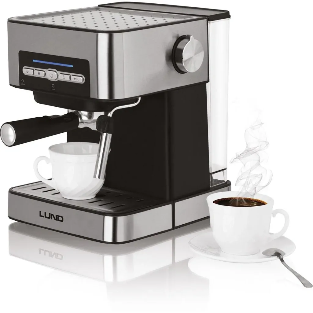 Piston machine with electric coffee grinder - With milk frother