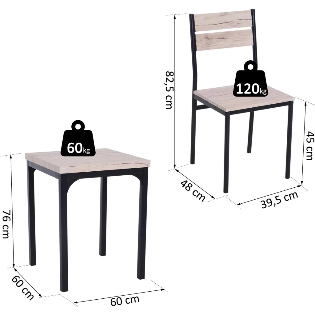 3-piece dining set seating group dining table set wooden table with 1 table + 2 chairs