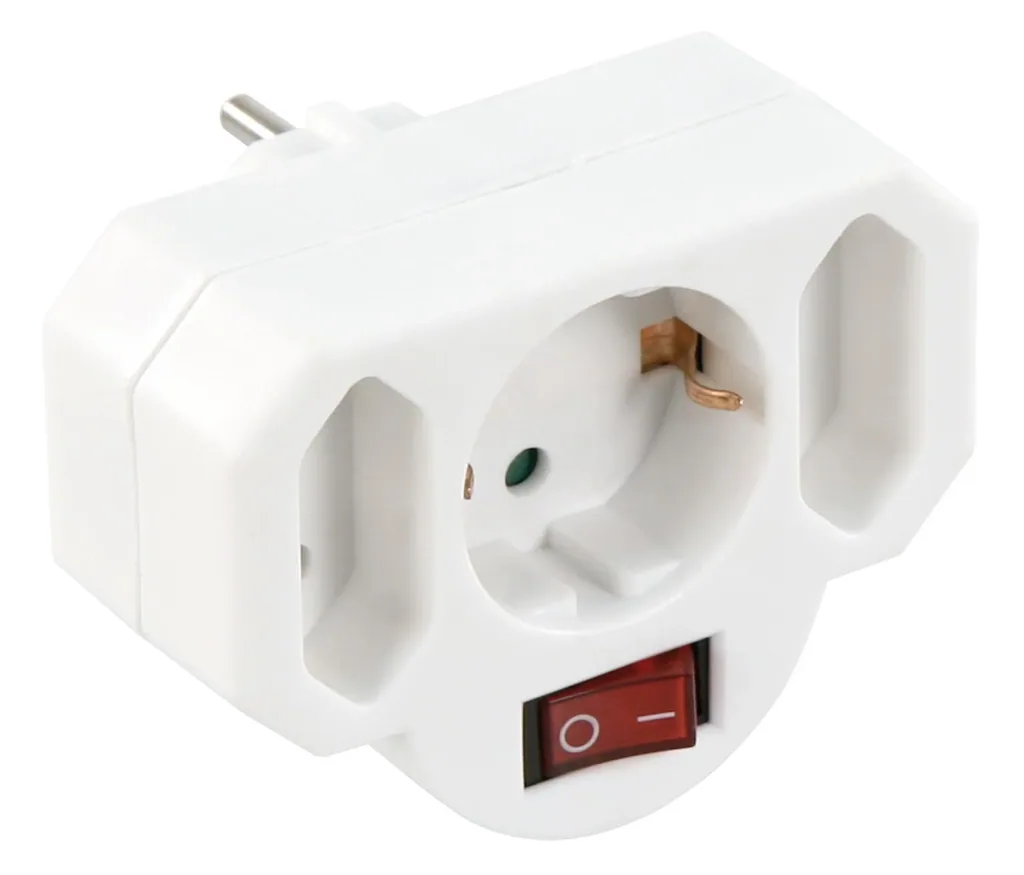Socket adapter 1x protective contact, 2x Euro