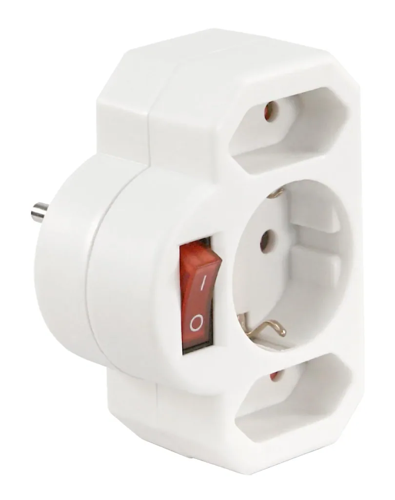Socket adapter 1x protective contact, 2x Euro