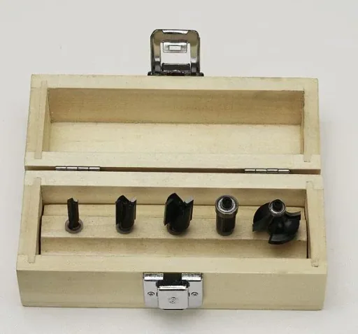 HM milling cutter set 5 pcs. with 42 mm shaft length in a wooden case