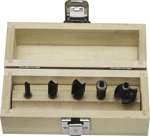 HM milling cutter set 5 pcs. with 42 mm shaft length in a wooden case