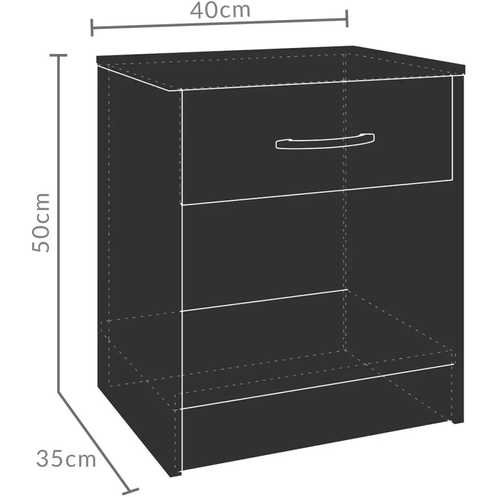 Bedside table with drawer - brown-black - 50x40x35 cm