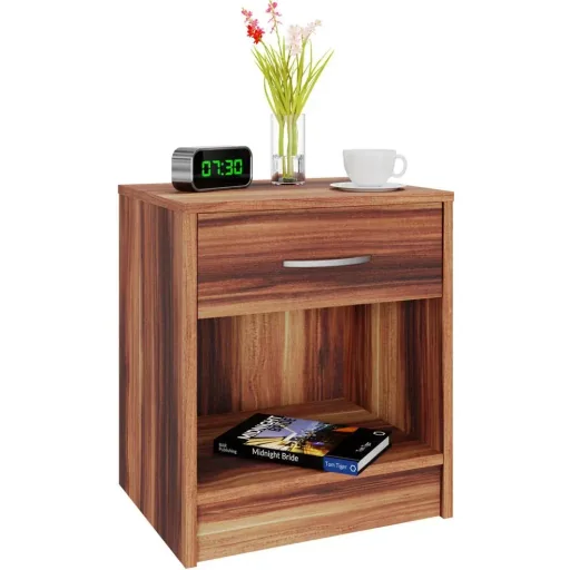Bedside table with drawer - brown-black - 50x40x35 cm