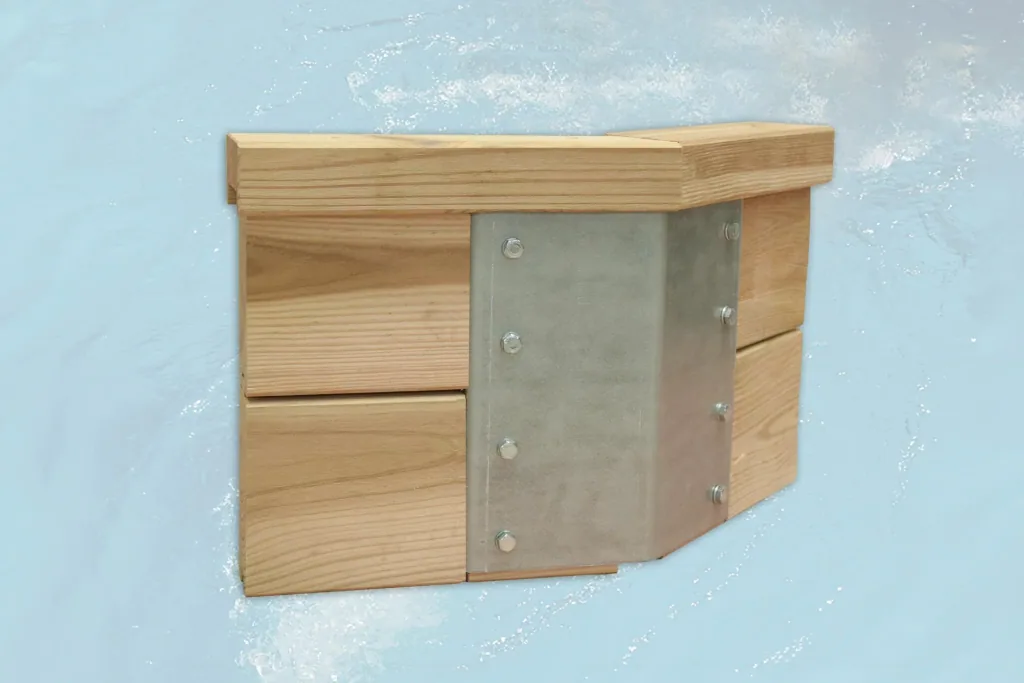 Solid wood pool 594 A, 850 x 376 x 116 cm, value set including sand filter system and technical room