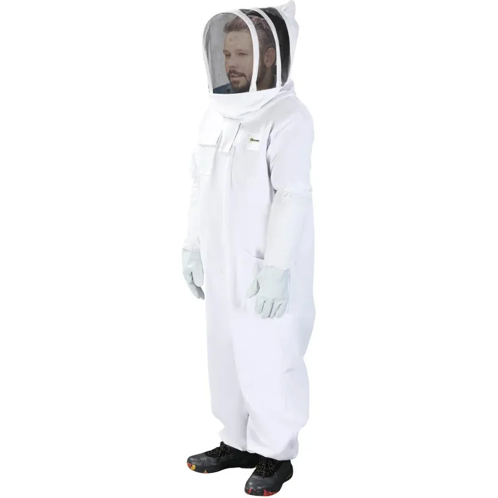 Beekeeping suit with goatskin gloves - Cotton - White - XXXL