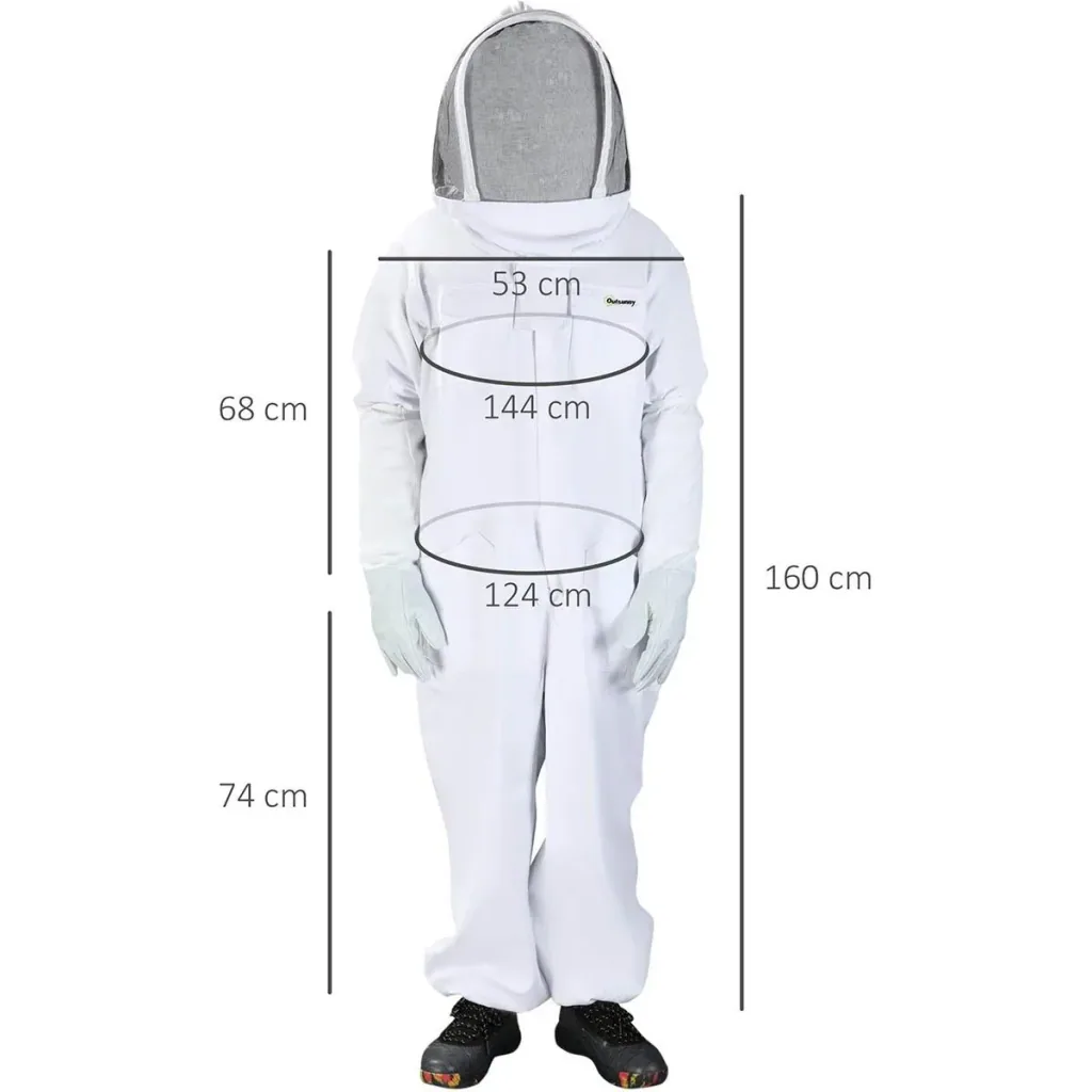 Beekeeping suit with goatskin gloves - Cotton - White - XXXL