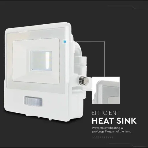 VT-128S LED Floodlight with Sensor - 20 W - 1510 Lm - 4000K - White