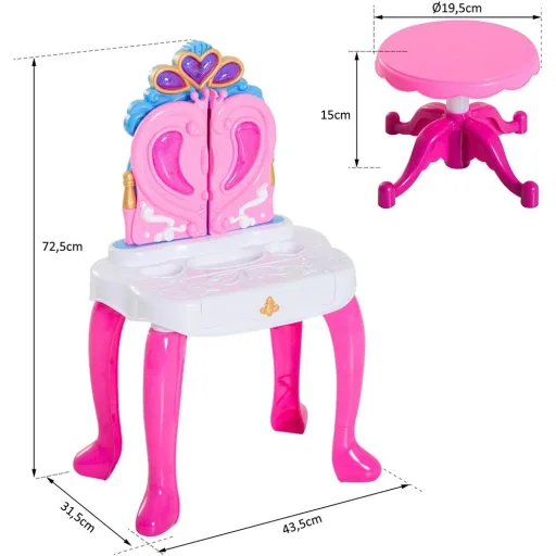 Children's dressing table with piano pink