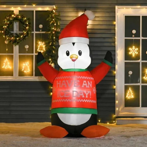 Inflatable penguin figure 1.88 m Christmas decoration with lights