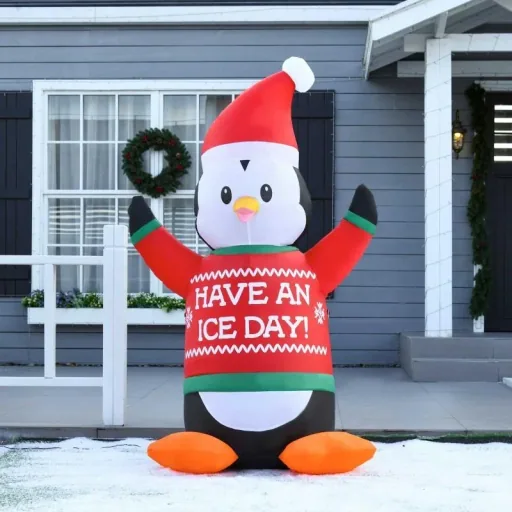 Inflatable penguin figure 1.88 m Christmas decoration with lights