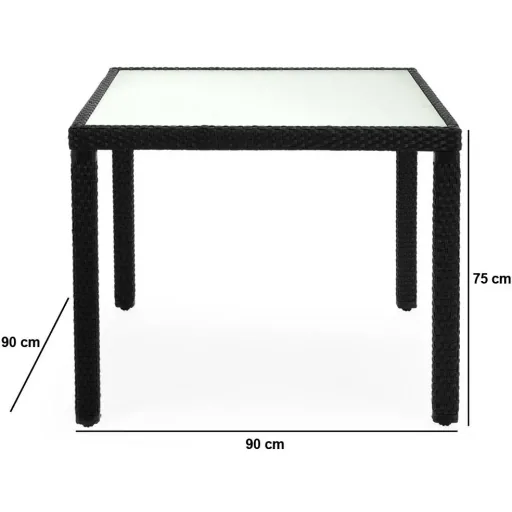 Garden furniture set Bali polyrattan black stackable 9-piece