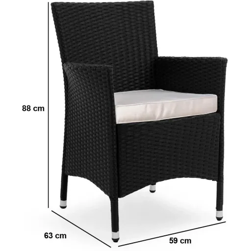Garden furniture set Bali polyrattan black stackable 9-piece