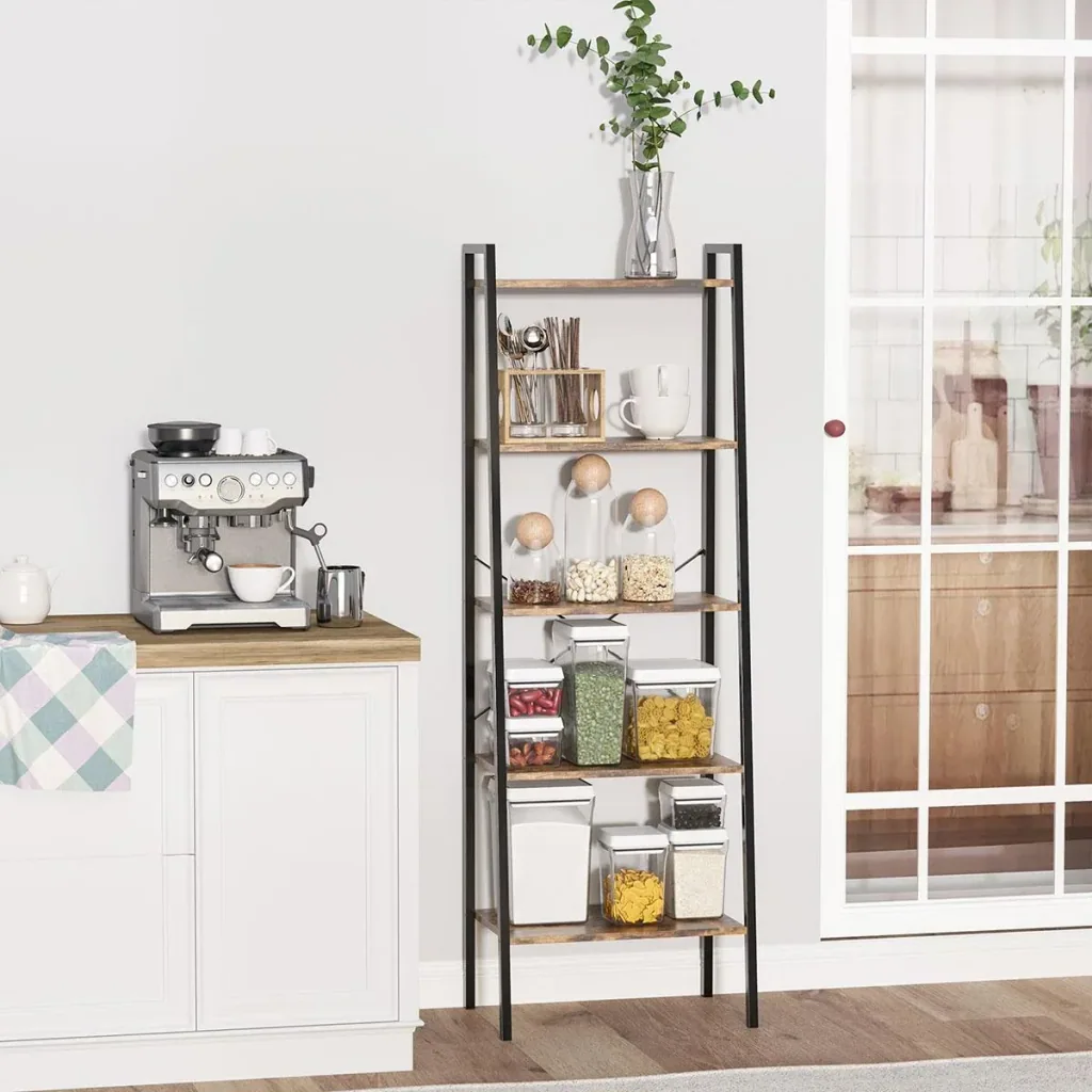 Bookshelf 5-tier office shelf storage shelf filing cabinet kitchen shelf for the living room kitchen bathroom office chipboard metal R