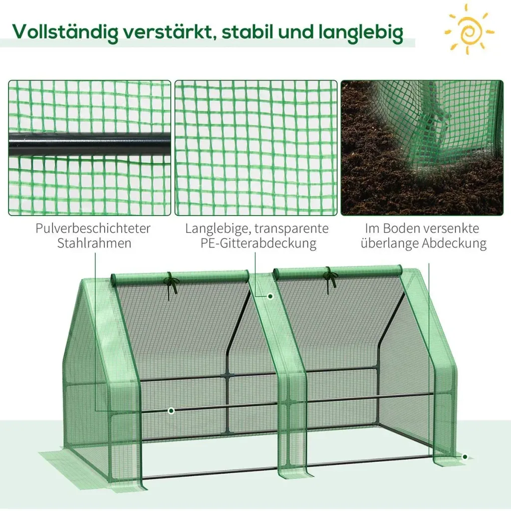Greenhouse, Tomato House, Cold Frame 180 x 90 x 90 cm Green