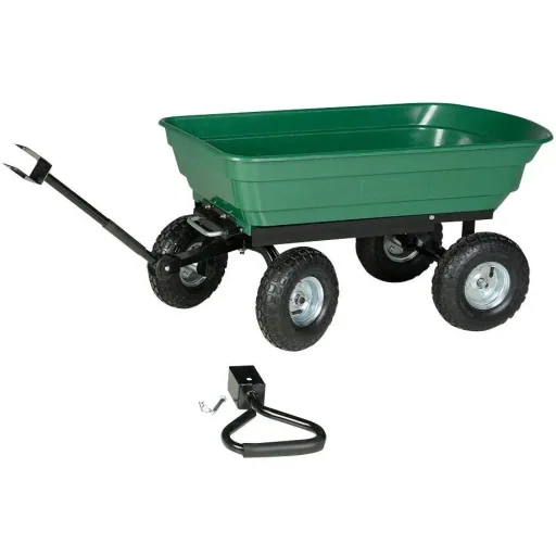 Trailer with green tipping plastic bin