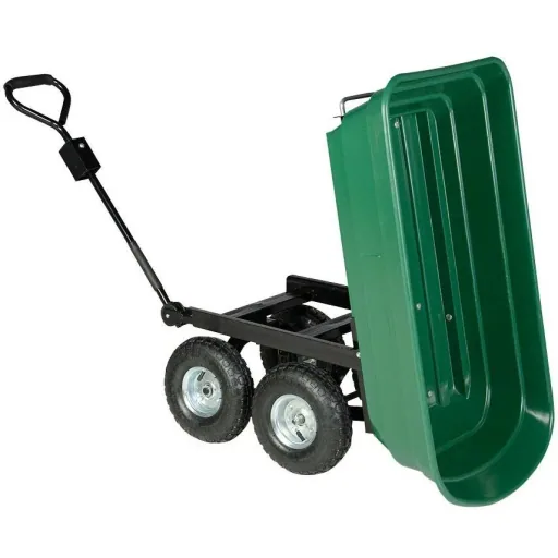 Trailer with green tipping plastic bin