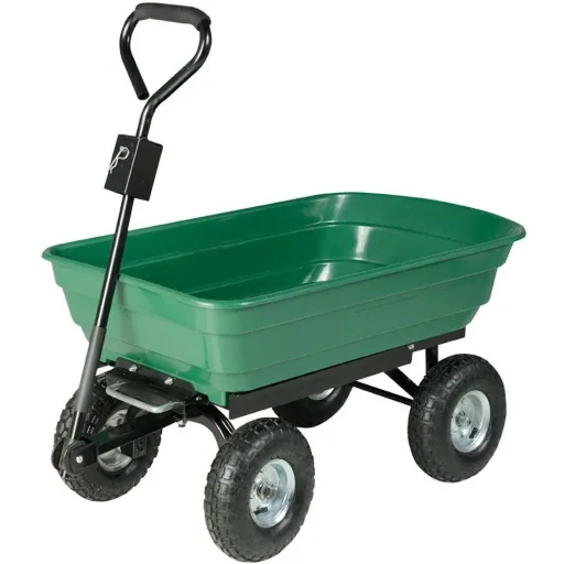 Trailer with green tipping plastic bin