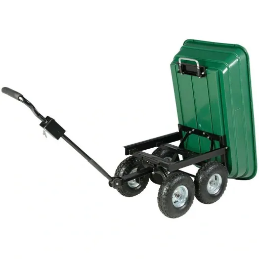 Trailer with green tipping plastic bin