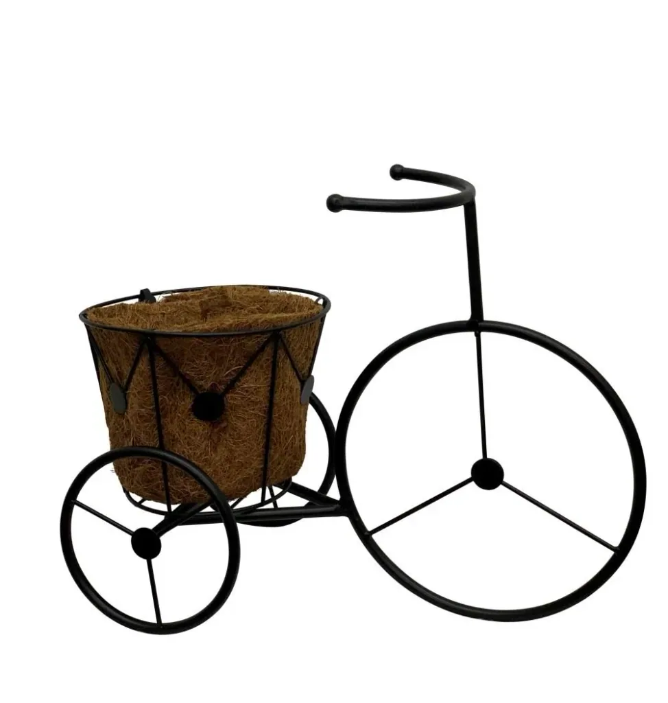 Black plant stand in bicycle design