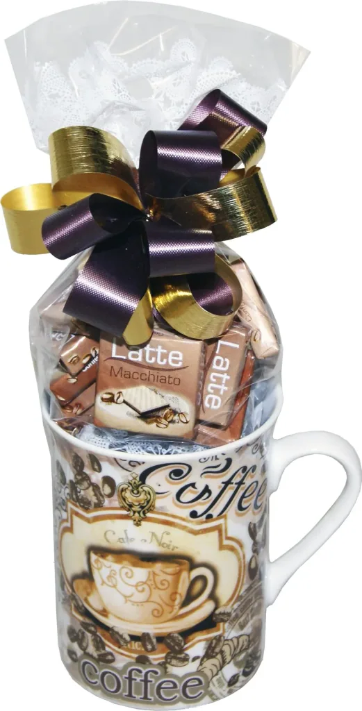Porcelain coffee mug "Coffee" filled with iced candy, set of 2