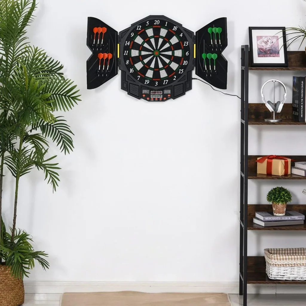 Electronic dartboard including 12 darts black/white/blue/red