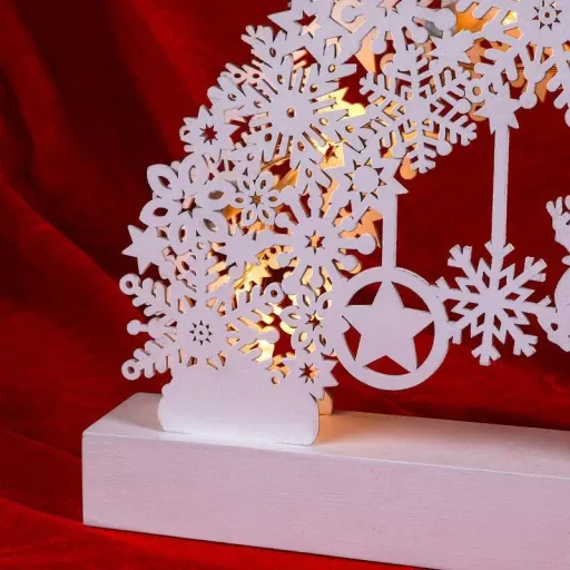 Candle Bow Christmas Snowflakes White