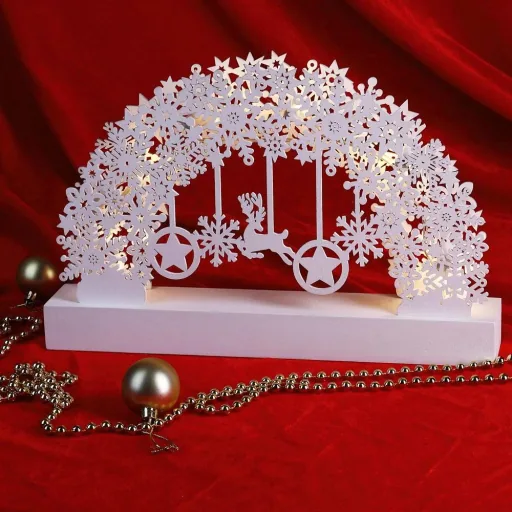 Candle Bow Christmas Snowflakes White