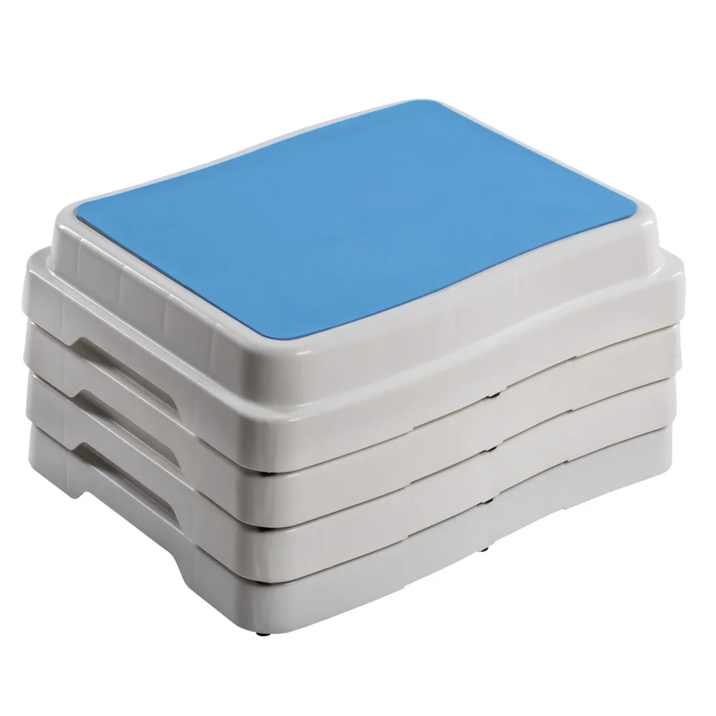 Bathroom step, stackable, white/turquoise