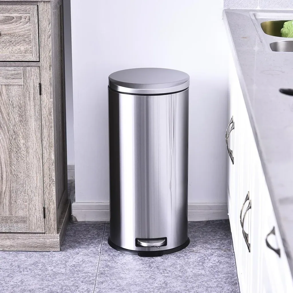 Pedal bin with inner bucket silver/black