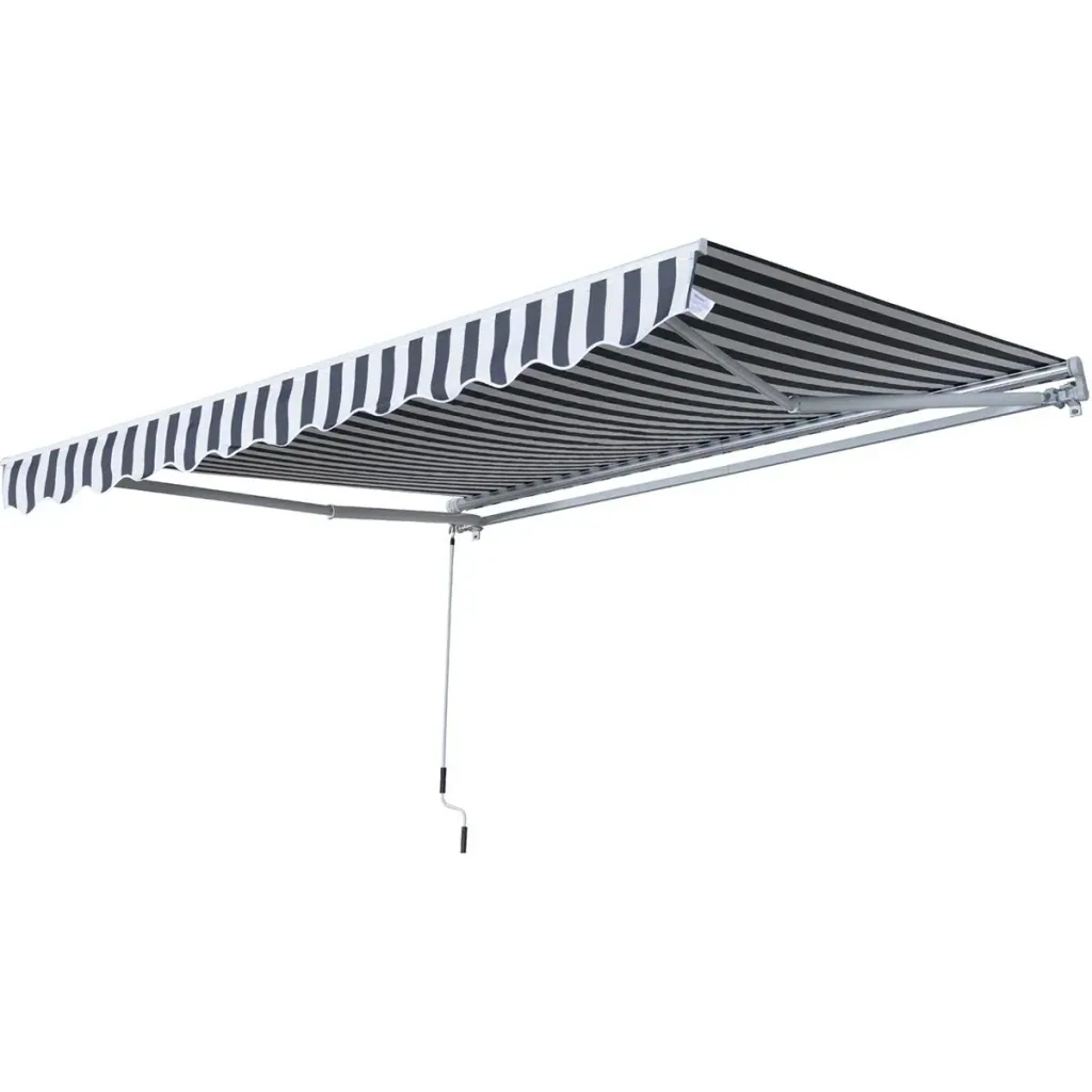 Garden awning with folding arm