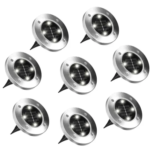 LED Solar Light Disk Lights - 8 pieces