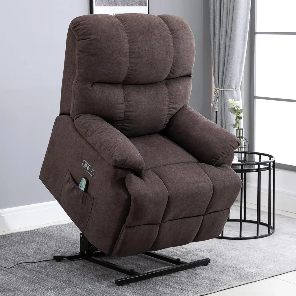 Massage chair stand-up aid electric recliner with heat function adjustable angle USB remote control short plush