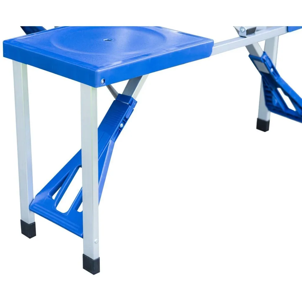 Aluminum camping table picnic 4-seater foldable blue