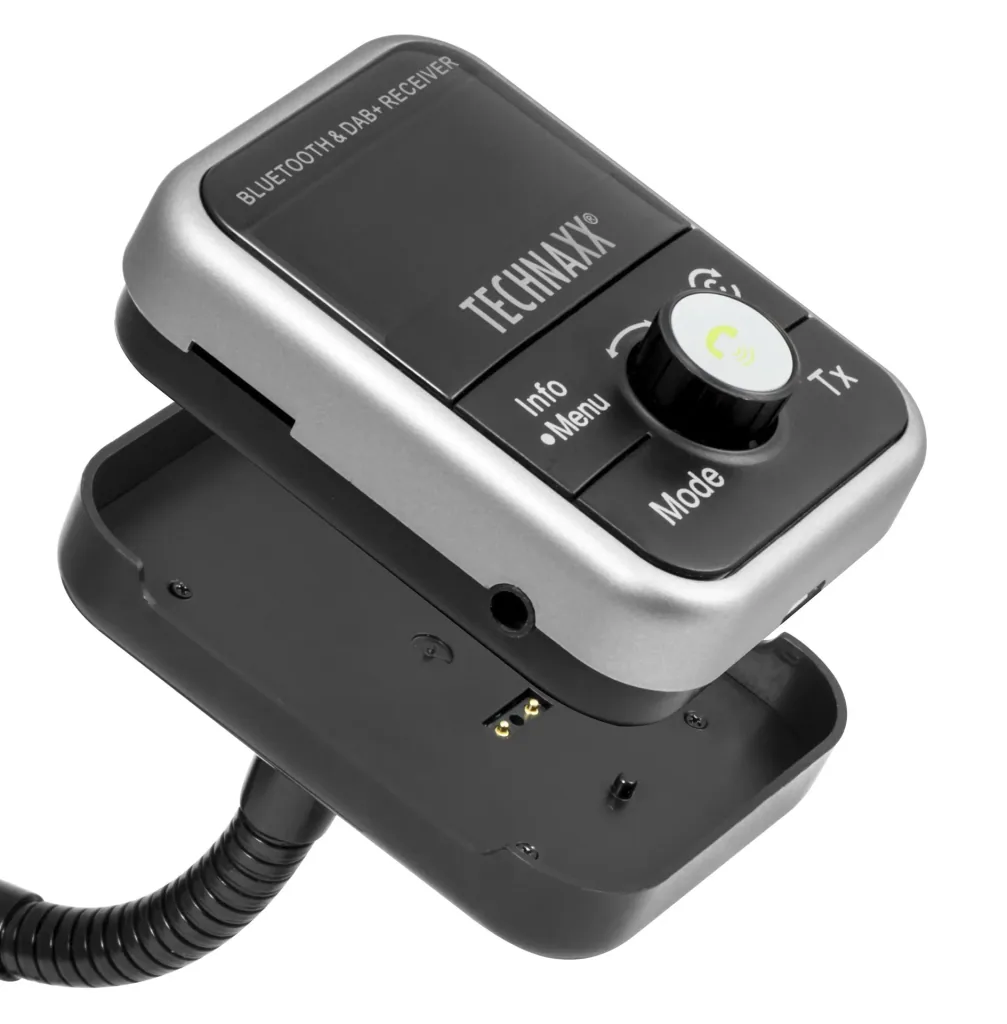 DAB+ and FM Bluetooth transmitter with hands-free function, charging function, radio and MP3 player