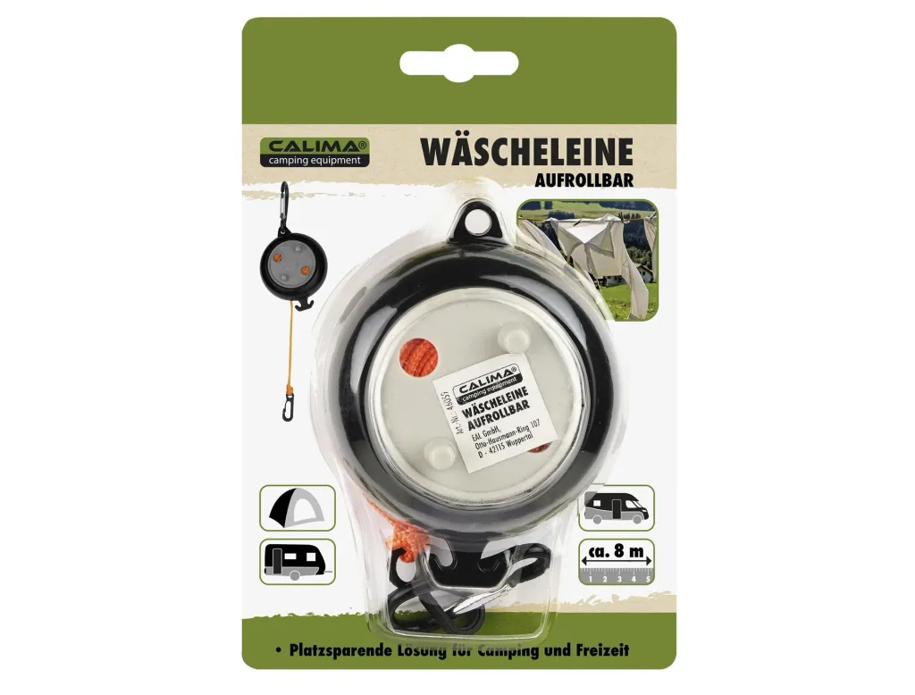 Retractable clothesline with hook, maximum length 8 m