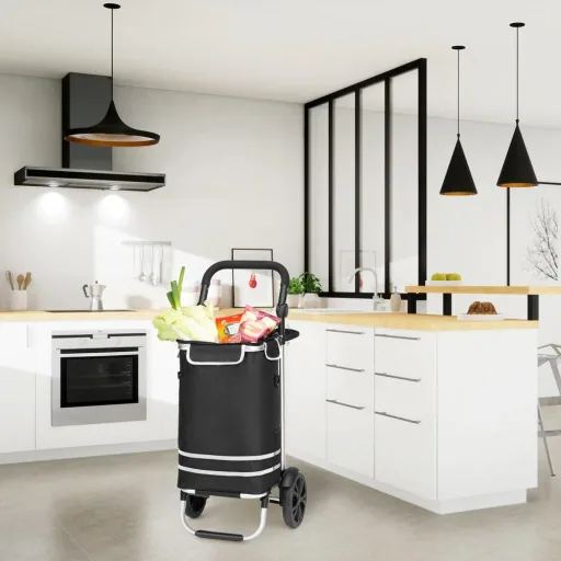 Shopping cart max. 25 kg | Removable shopping bag | With cooling compartment | Black aluminum