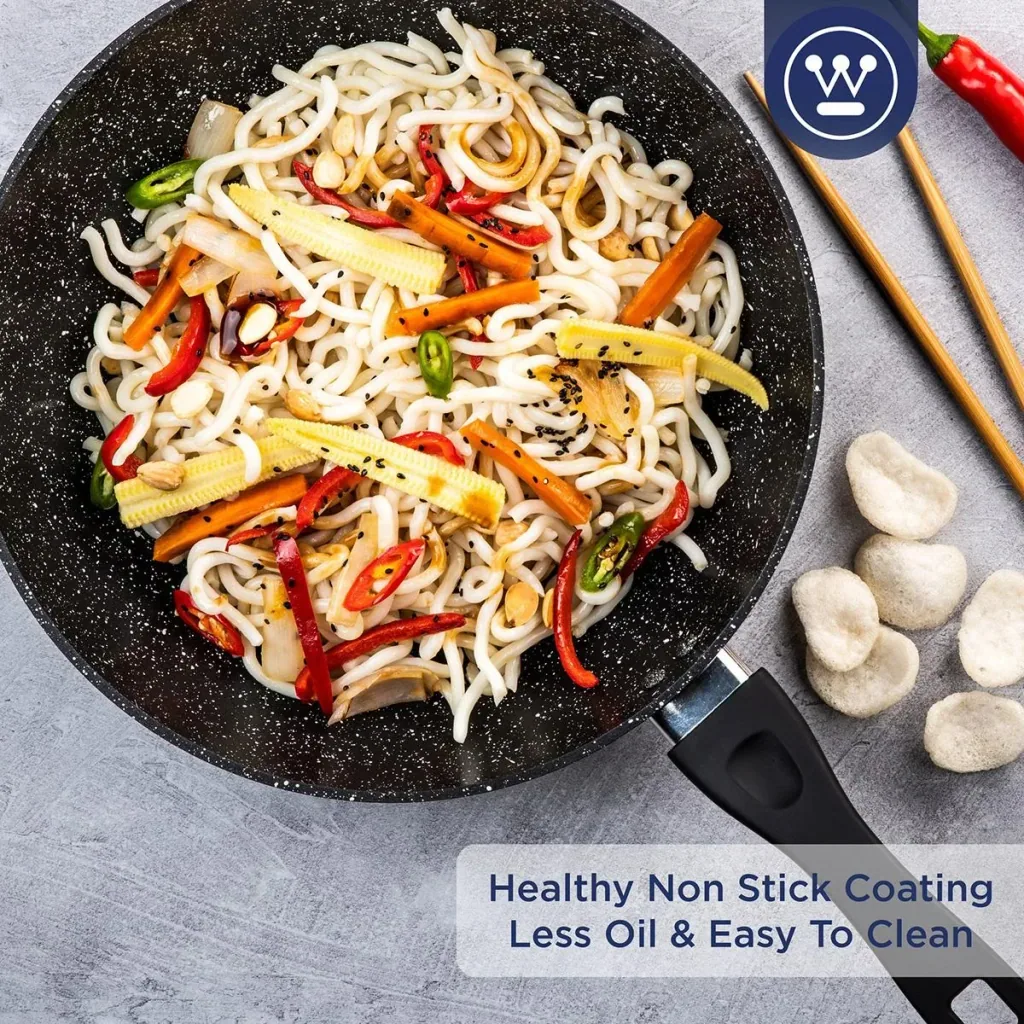 NL Black Marble Cooking Set - Saucepan 24 cm + Wok 30 cm - Black