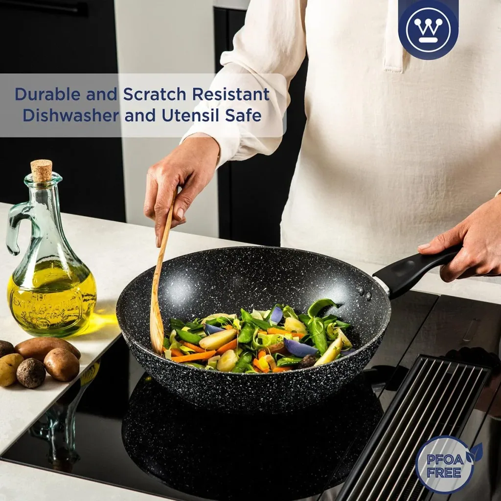 NL Black Marble Cooking Set - Saucepan 24 cm + Wok 30 cm - Black