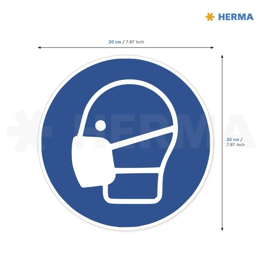 Mandatory sign "Protective mask", 20 cm, 5 pieces