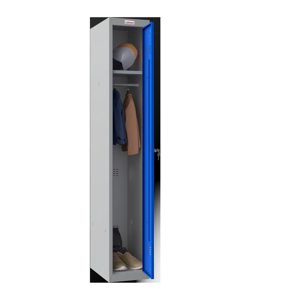 Locker PL Series - 1 door with key lock, grey-blue
