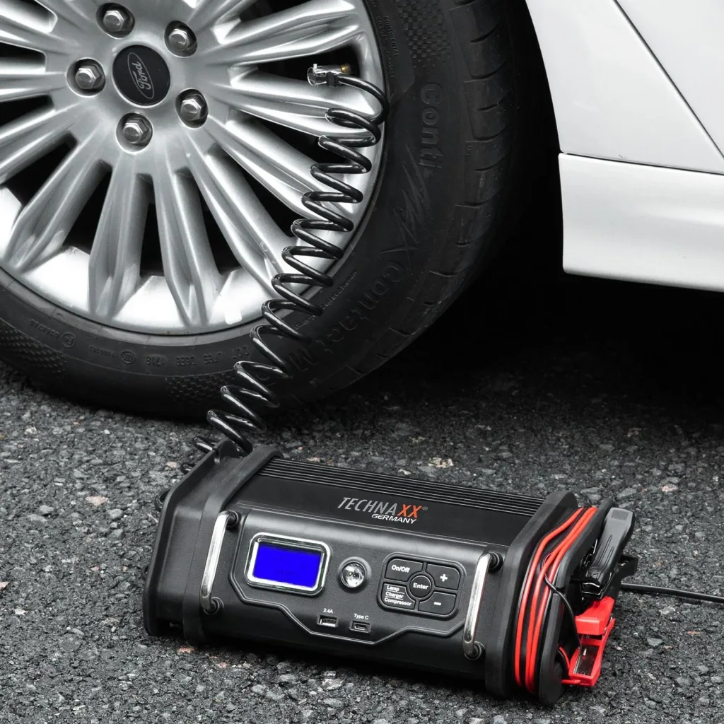 Battery charger with compressor