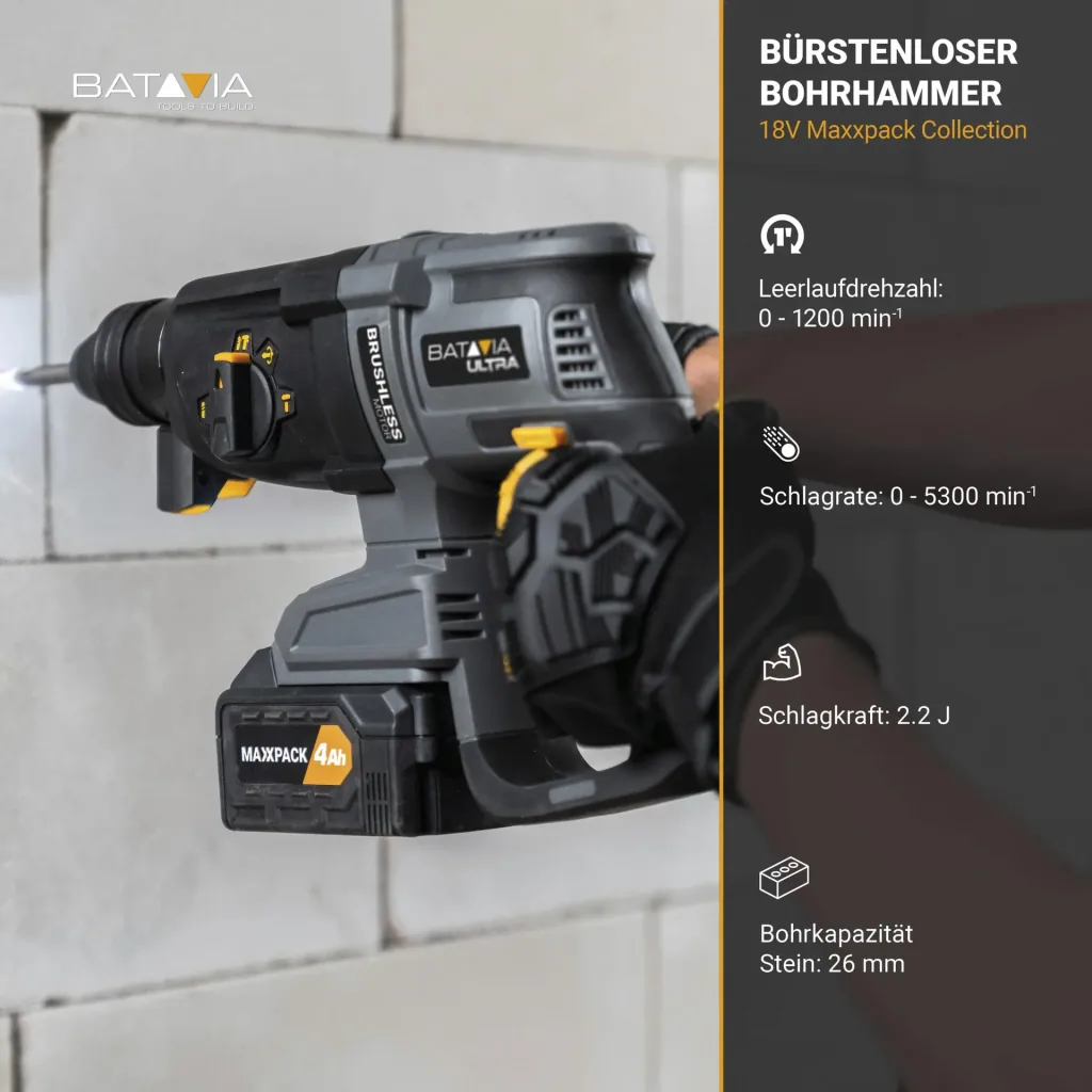Maxxpack 18V accu SDS+ borstelhamer zonder koolborstels (zonder accu en lader)