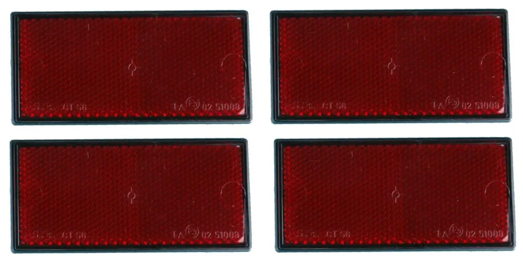 Reflectors, 4 pieces, red, rear, 105 x 55 mm