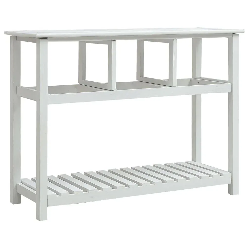 Wall table with 3 white wooden baskets