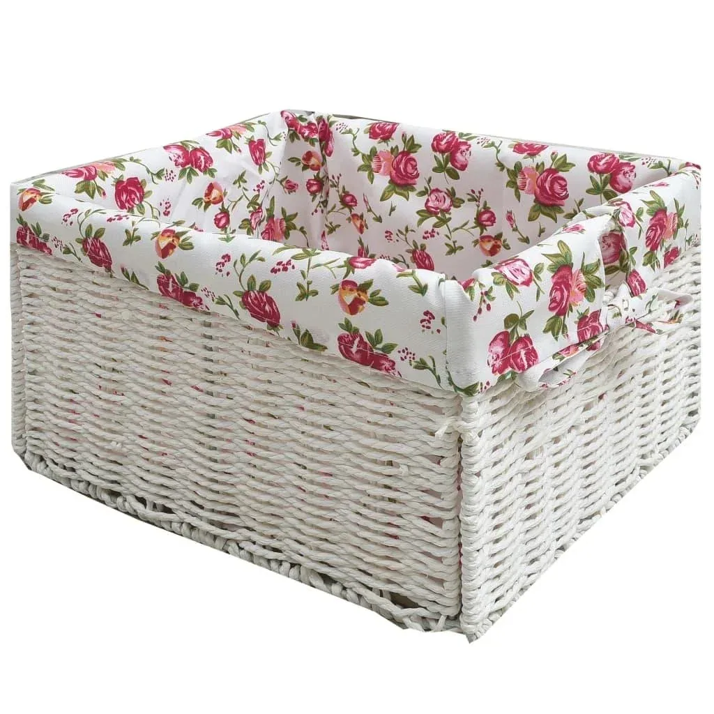 Wall table with 3 white wooden baskets