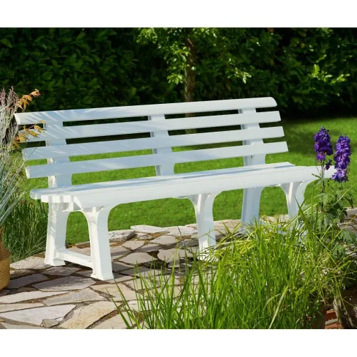 NL Garden Bench 145x49x74 cm - White - 3 Persons